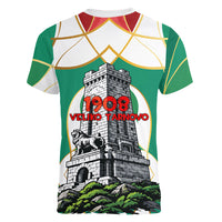 Bulgaria Independence Day 1908 Women V-Neck T-Shirt Veliko Tarnovo Monument National Flag Patriot