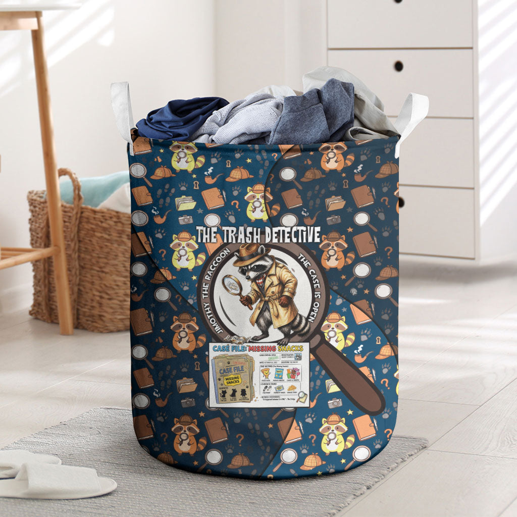 Jimothy The Raccoon The Trash Detective Laundry Basket Funny Noir Sleuth Missing Snacks Crime Mystery