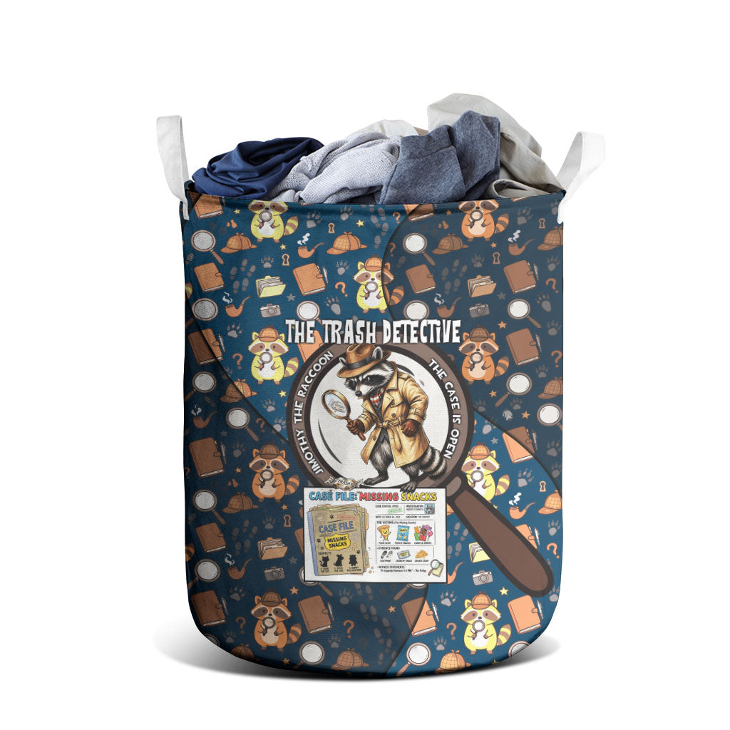 Jimothy The Raccoon The Trash Detective Laundry Basket Funny Noir Sleuth Missing Snacks Crime Mystery