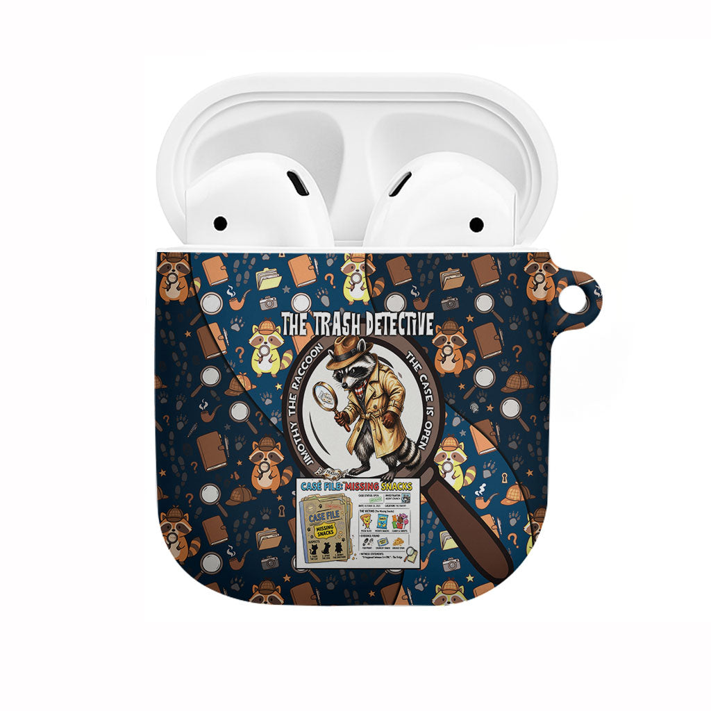 Jimothy The Raccoon The Trash Detective AirPods Case Funny Noir Sleuth Missing Snacks Crime Mystery