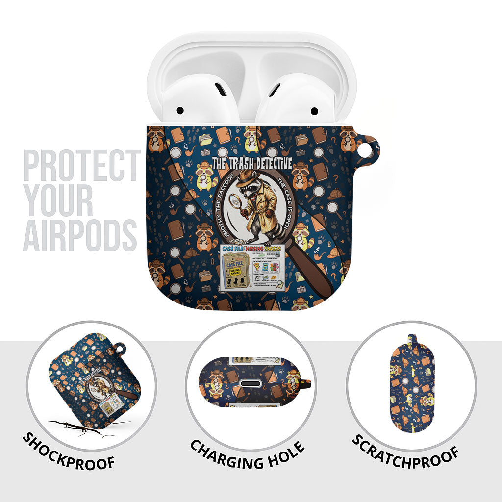 Jimothy The Raccoon The Trash Detective AirPods Case Funny Noir Sleuth Missing Snacks Crime Mystery