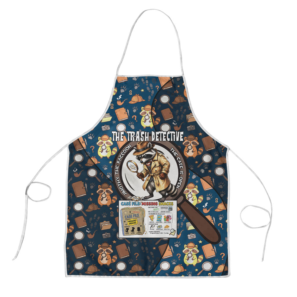 Jimothy The Raccoon The Trash Detective Apron Funny Noir Sleuth Missing Snacks Crime Mystery