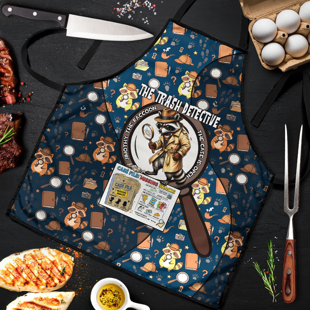 Jimothy The Raccoon The Trash Detective Apron Funny Noir Sleuth Missing Snacks Crime Mystery