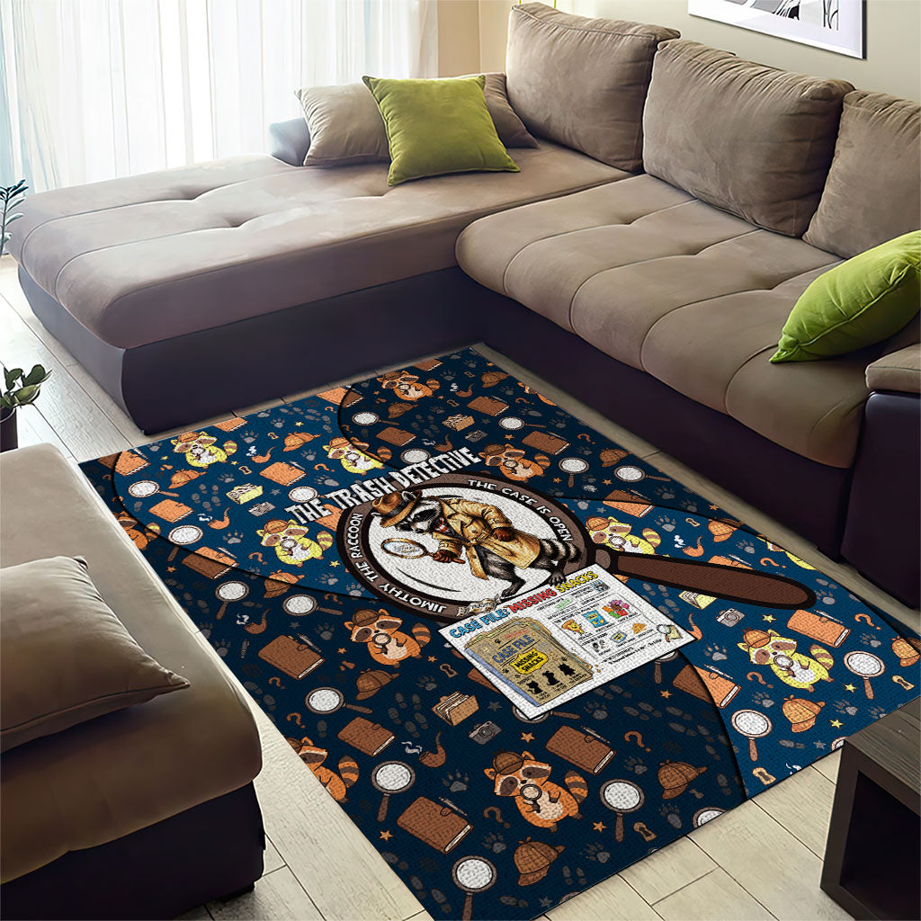 Jimothy The Raccoon The Trash Detective Area Rug Funny Noir Sleuth Missing Snacks Crime Mystery