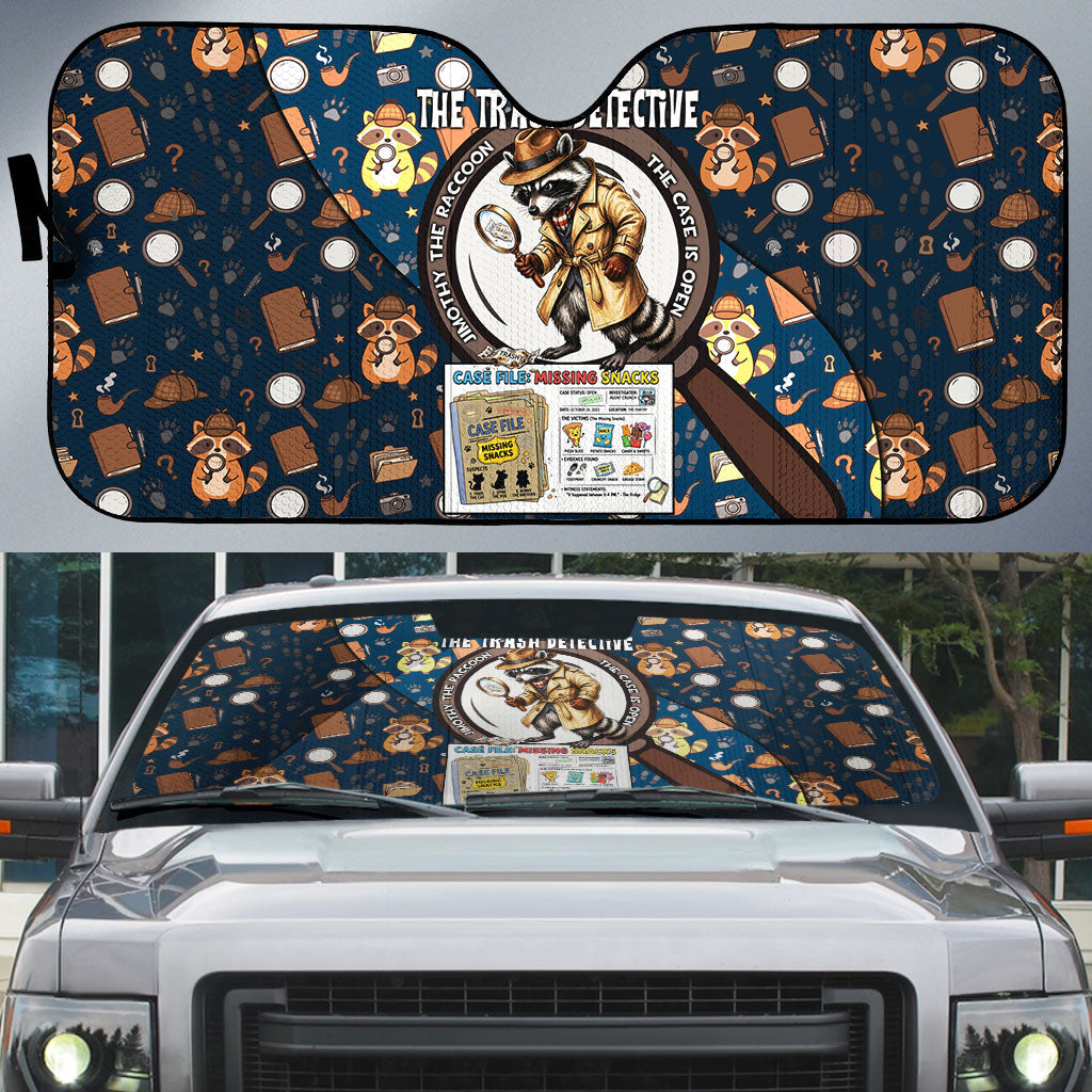 Jimothy The Raccoon The Trash Detective Auto Sun Shade Funny Noir Sleuth Missing Snacks Crime Mystery