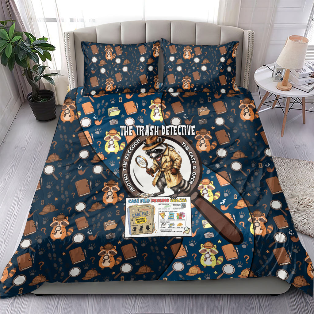 Jimothy The Raccoon The Trash Detective Bedding Set Funny Noir Sleuth Missing Snacks Crime Mystery