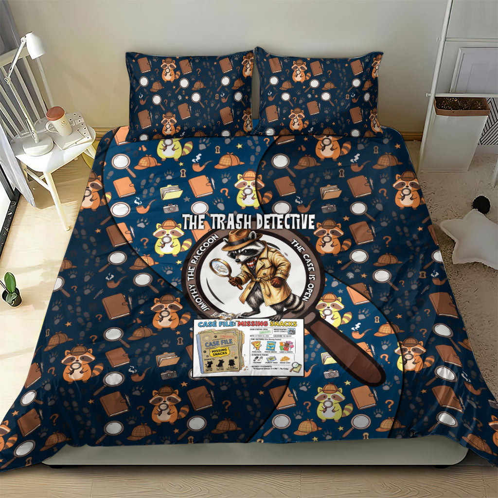 Jimothy The Raccoon The Trash Detective Bedding Set Funny Noir Sleuth Missing Snacks Crime Mystery
