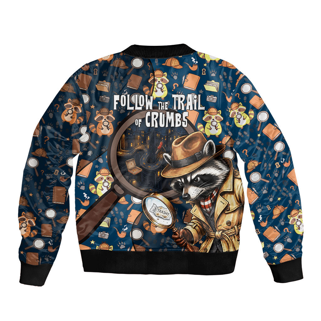Jimothy The Raccoon The Trash Detective Bomber Jacket Funny Noir Sleuth Missing Snacks Crime Mystery