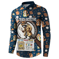 Jimothy The Raccoon The Trash Detective Button Sweatshirt Funny Noir Sleuth Missing Snacks Crime Mystery