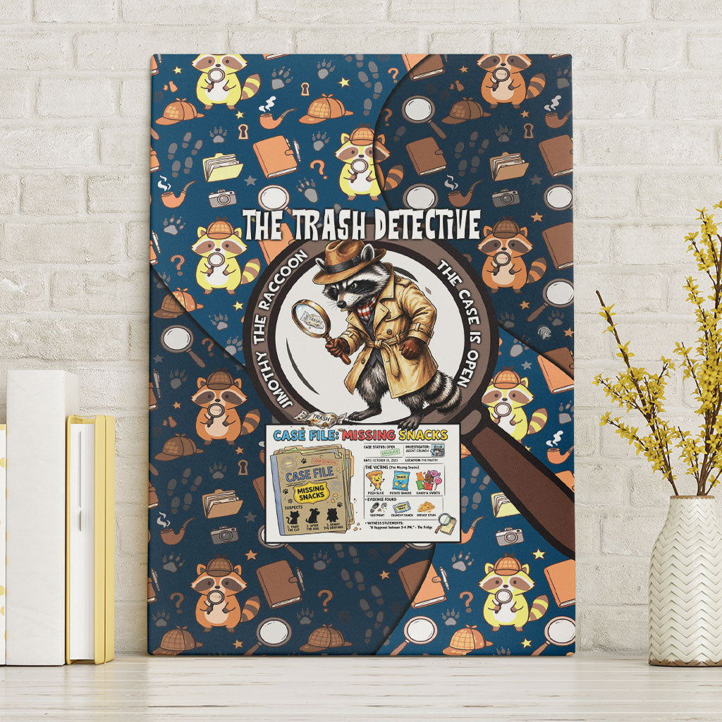Jimothy The Raccoon The Trash Detective Canvas Wall Art Funny Noir Sleuth Missing Snacks Crime Mystery