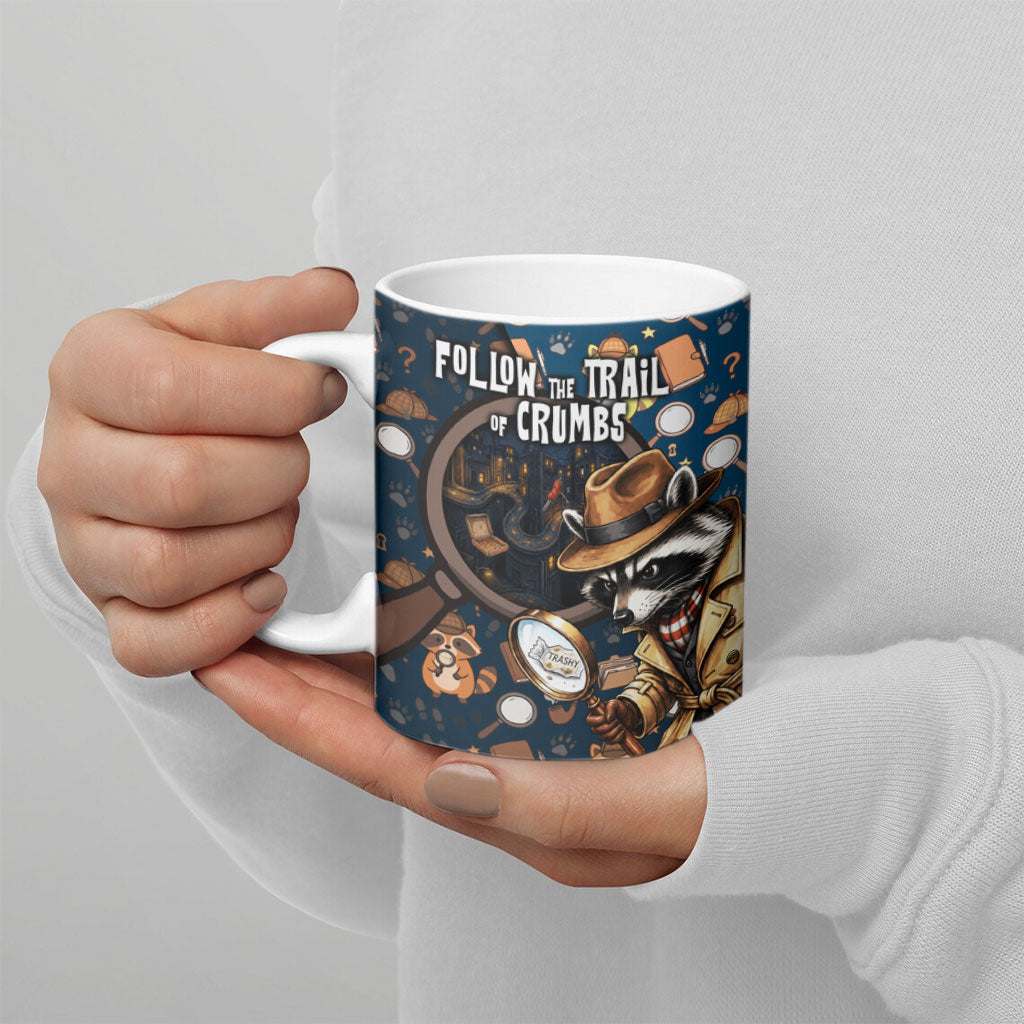 Jimothy The Raccoon The Trash Detective Ceramic Mug Funny Noir Sleuth Missing Snacks Crime Mystery