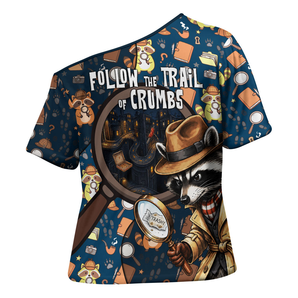 Jimothy The Raccoon The Trash Detective Cross Shoulder Shirt Funny Noir Sleuth Missing Snacks Crime Mystery