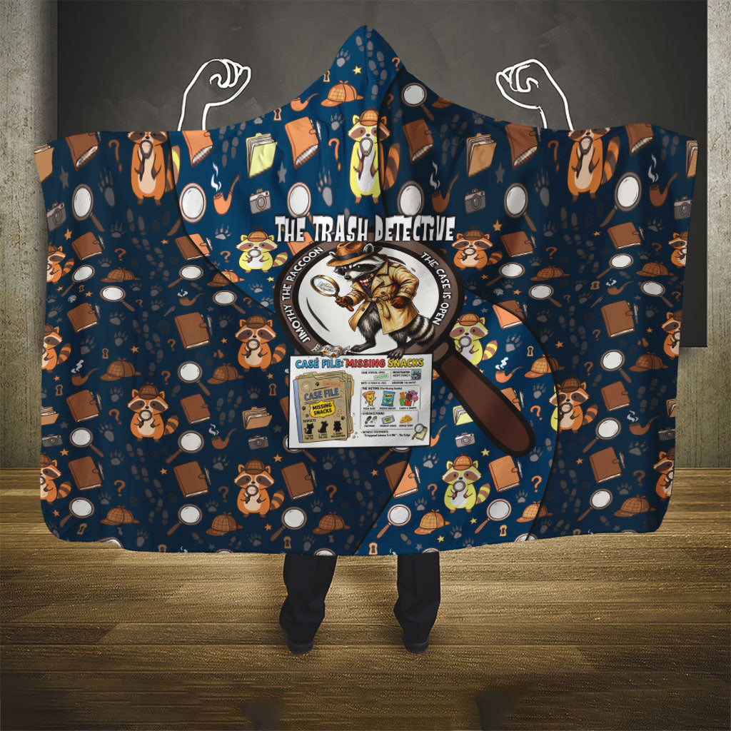 Jimothy The Raccoon The Trash Detective Hooded Blanket Funny Noir Sleuth Missing Snacks Crime Mystery