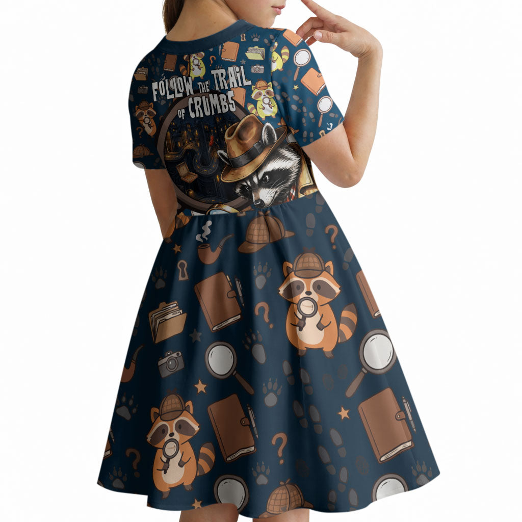 Jimothy The Raccoon The Trash Detective Kid Short Sleeve Dress Funny Noir Sleuth Missing Snacks Crime Mystery
