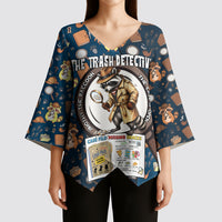 Jimothy The Raccoon The Trash Detective Kimono Sleeve Blouse Funny Noir Sleuth Missing Snacks Crime Mystery
