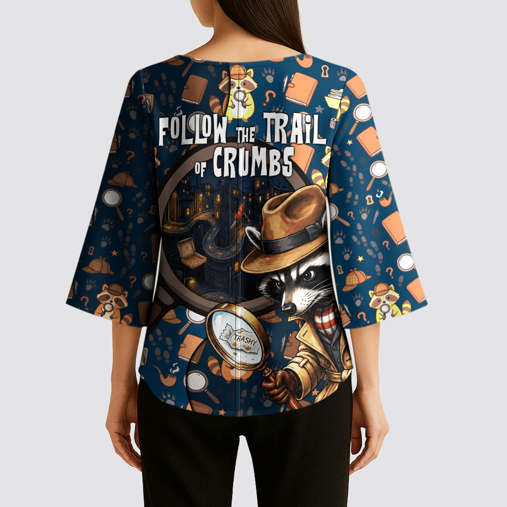 Jimothy The Raccoon The Trash Detective Kimono Sleeve Blouse Funny Noir Sleuth Missing Snacks Crime Mystery