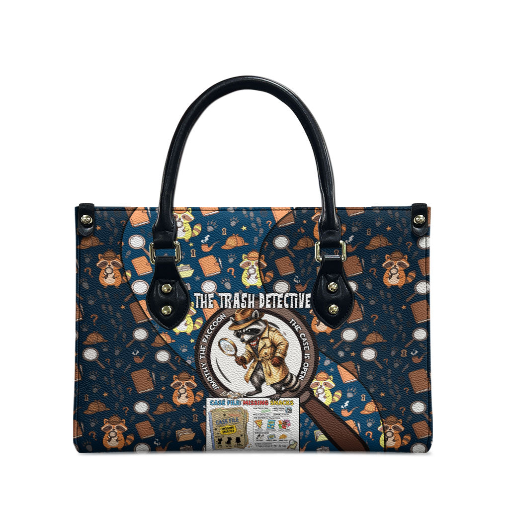 Jimothy The Raccoon The Trash Detective Leather Bag Funny Noir Sleuth Missing Snacks Crime Mystery