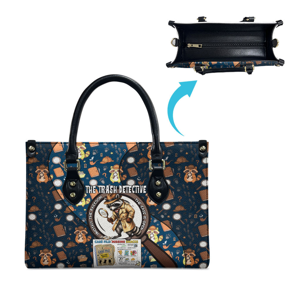 Jimothy The Raccoon The Trash Detective Leather Bag Funny Noir Sleuth Missing Snacks Crime Mystery