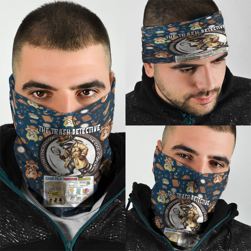 Jimothy The Raccoon The Trash Detective Neck Gaiter Funny Noir Sleuth Missing Snacks Crime Mystery
