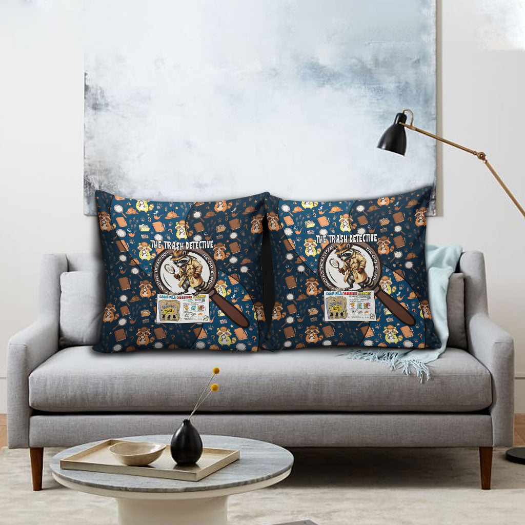 Jimothy The Raccoon The Trash Detective Pillow Cover Funny Noir Sleuth Missing Snacks Crime Mystery