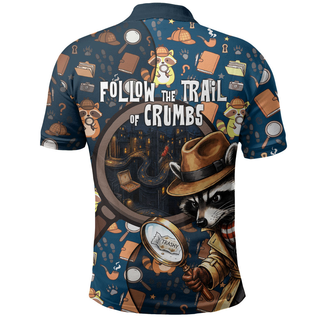 Jimothy The Raccoon The Trash Detective Polo Shirt Funny Noir Sleuth Missing Snacks Crime Mystery