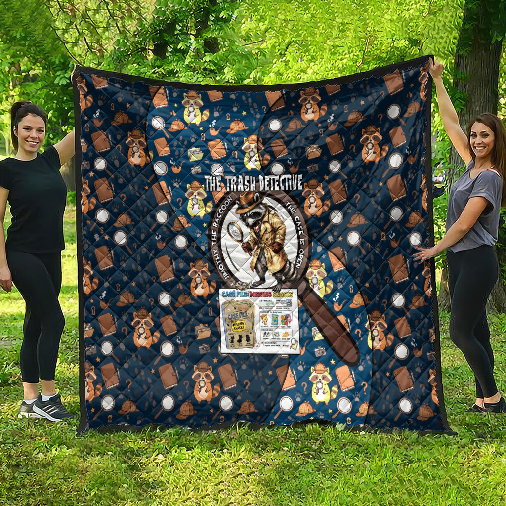 Jimothy The Raccoon The Trash Detective Quilt Funny Noir Sleuth Missing Snacks Crime Mystery