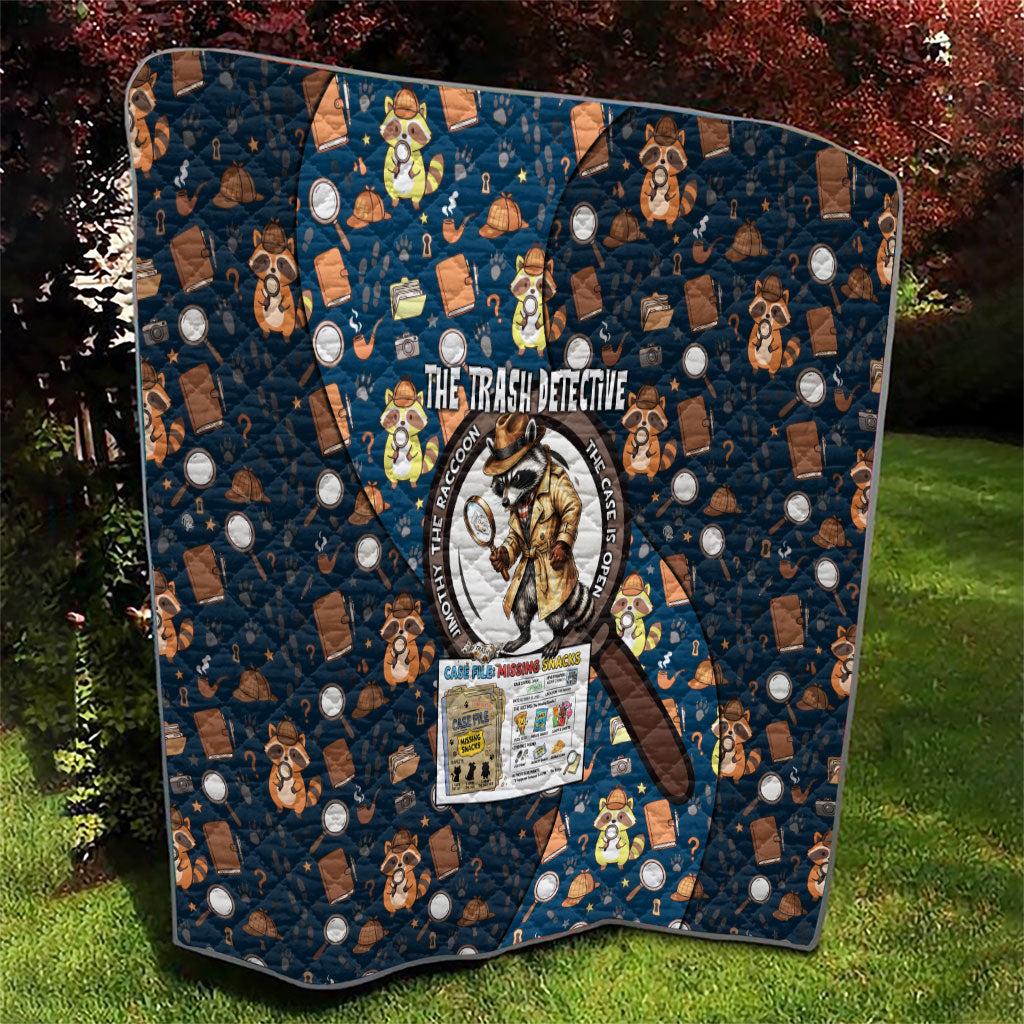 Jimothy The Raccoon The Trash Detective Quilt Funny Noir Sleuth Missing Snacks Crime Mystery