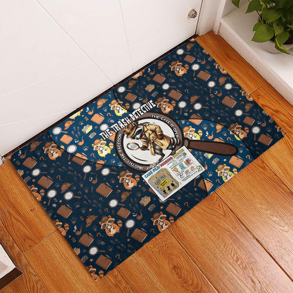 Jimothy The Raccoon The Trash Detective Rubber Doormat Funny Noir Sleuth Missing Snacks Crime Mystery