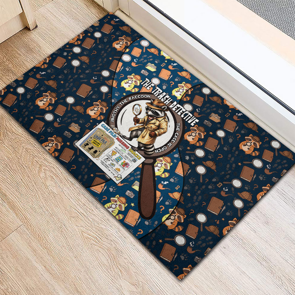 Jimothy The Raccoon The Trash Detective Rubber Doormat Funny Noir Sleuth Missing Snacks Crime Mystery