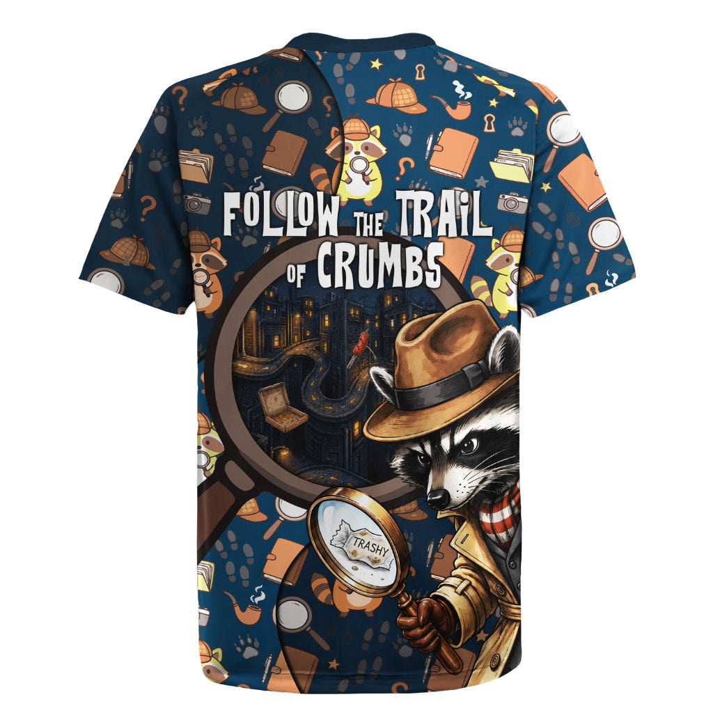 Jimothy The Raccoon The Trash Detective Rugby Jersey Funny Noir Sleuth Missing Snacks Crime Mystery