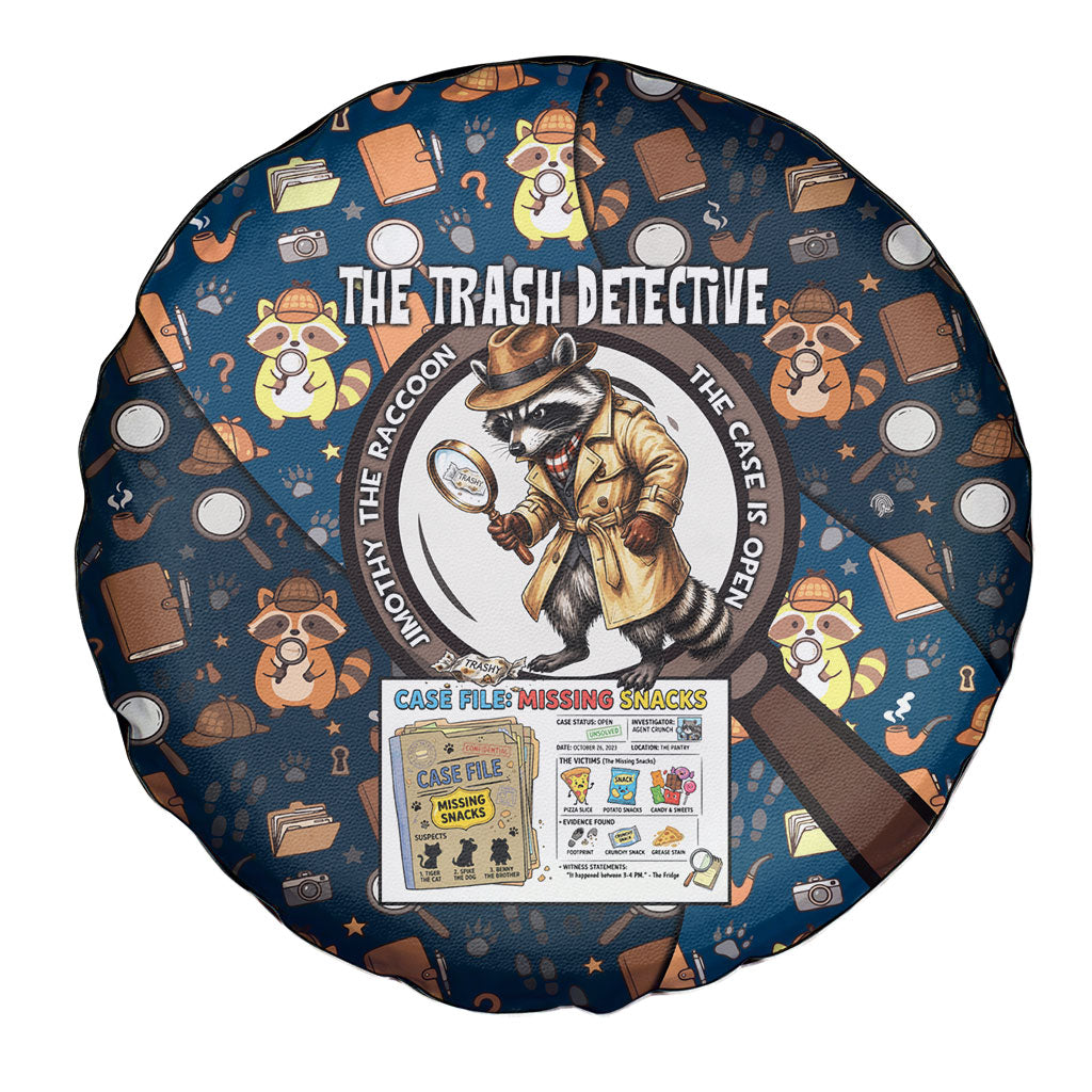 Jimothy The Raccoon The Trash Detective Spare Tire Cover Funny Noir Sleuth Missing Snacks Crime Mystery