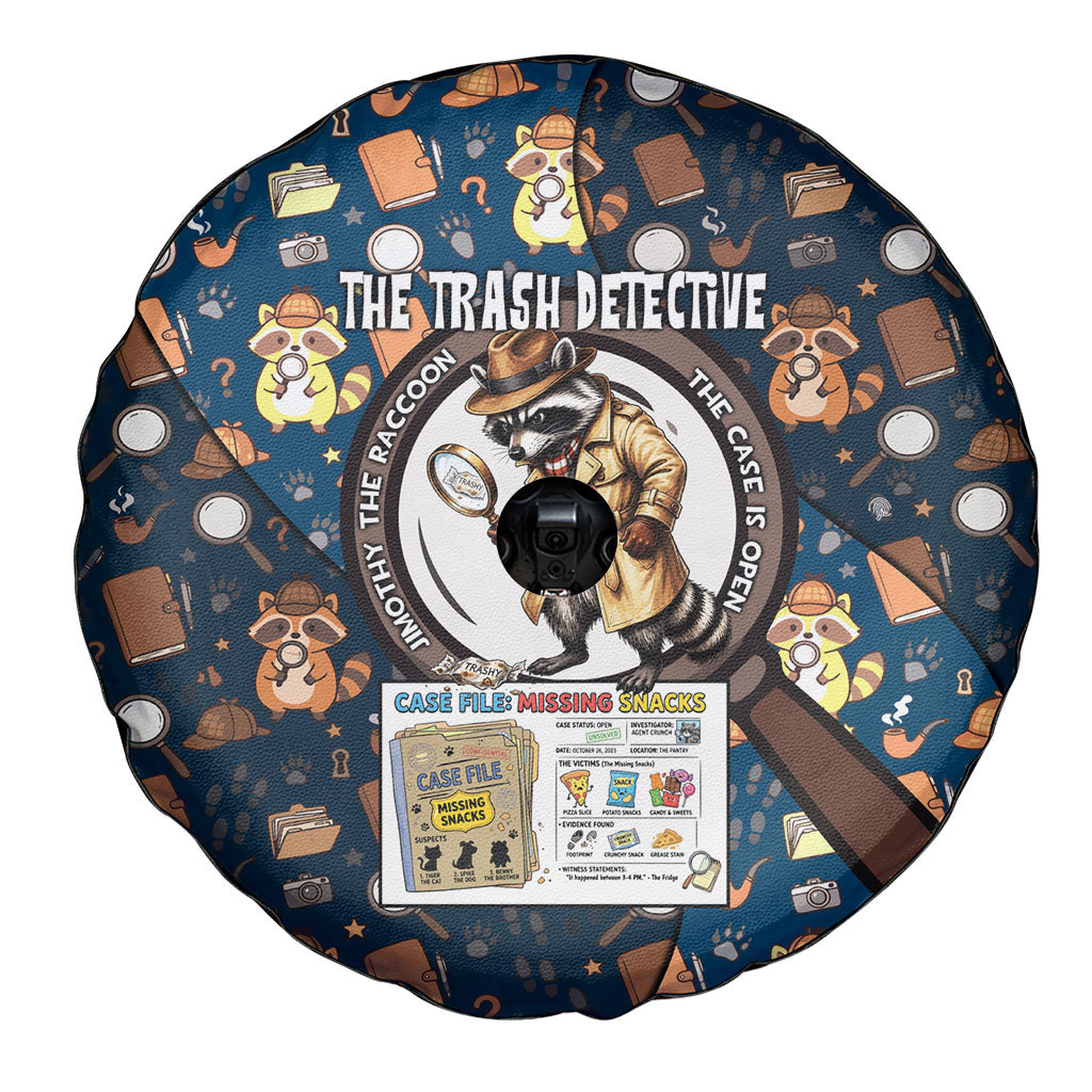 Jimothy The Raccoon The Trash Detective Spare Tire Cover Funny Noir Sleuth Missing Snacks Crime Mystery
