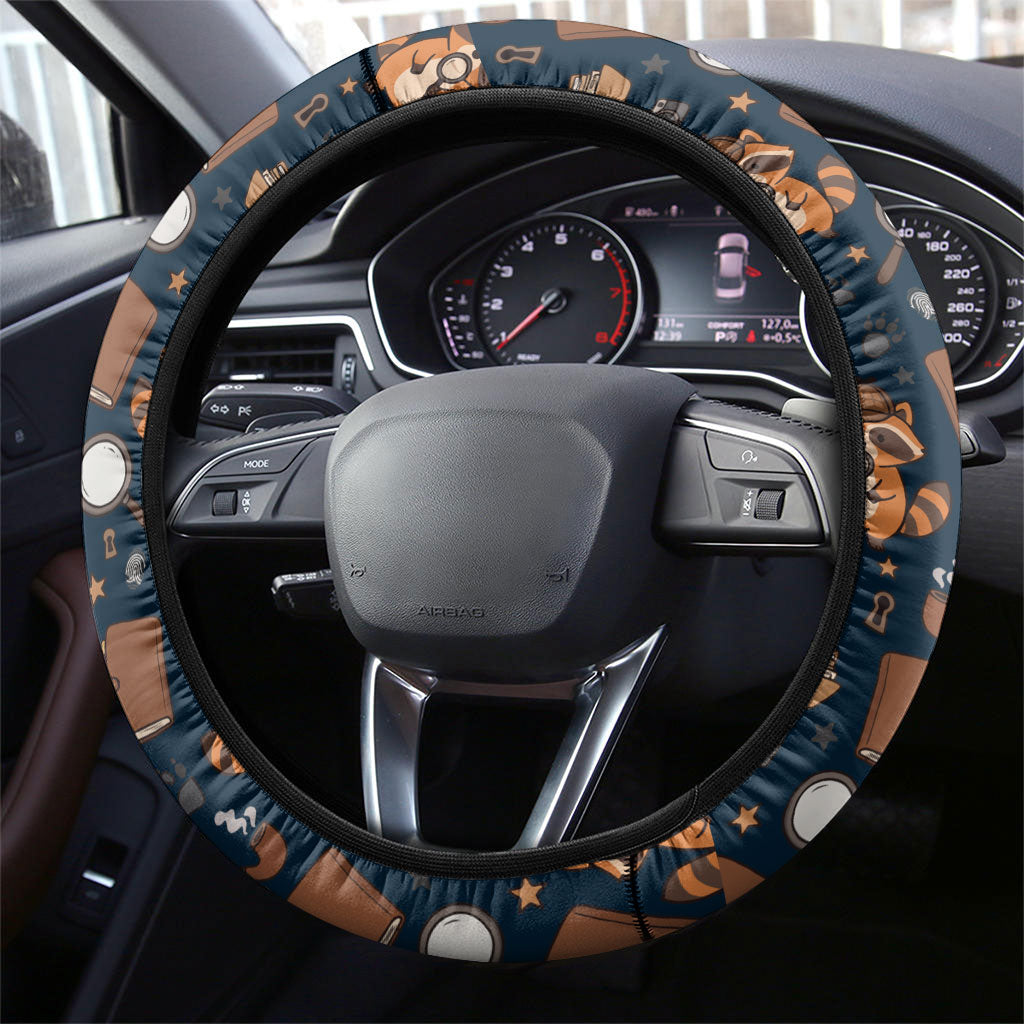 Jimothy The Raccoon The Trash Detective Steering Wheel Cover Funny Noir Sleuth Missing Snacks Crime Mystery