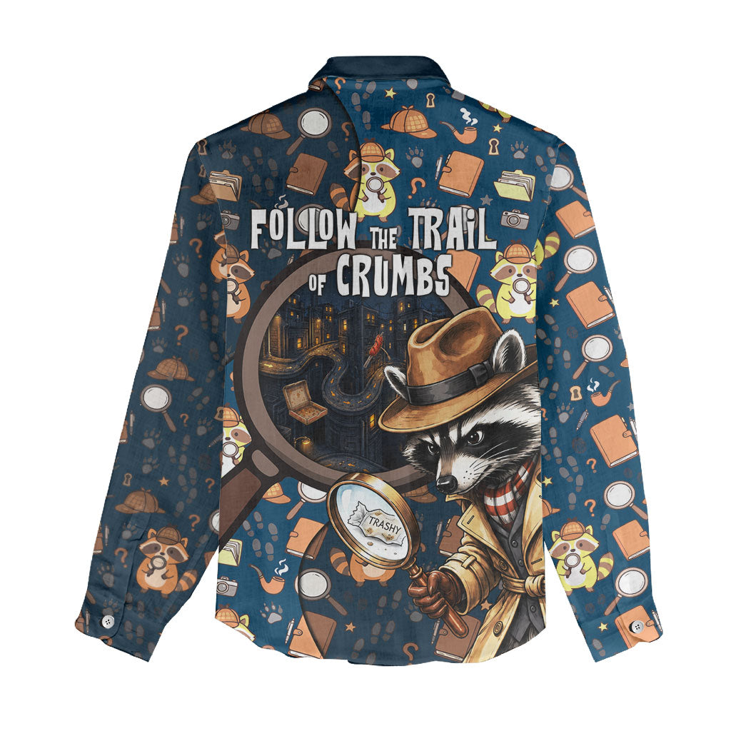 Jimothy The Raccoon The Trash Detective Women Casual Shirt Funny Noir Sleuth Missing Snacks Crime Mystery