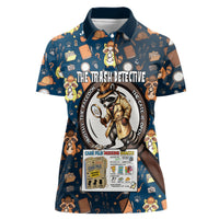 Jimothy The Raccoon The Trash Detective Women Polo Shirt Funny Noir Sleuth Missing Snacks Crime Mystery