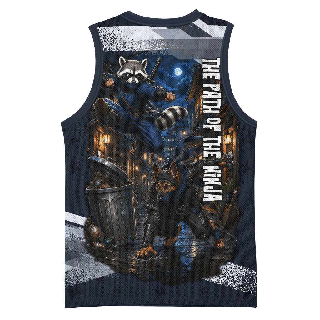 Ninja Raccoon Quasimodo Pizza Heist Basketball Jersey Night Stealth Scene Detailed Pizza Slices