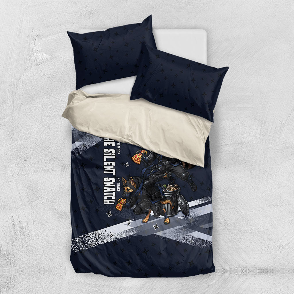 Ninja Raccoon Quasimodo Pizza Heist Bedding Set Night Stealth Scene Detailed Pizza Slices