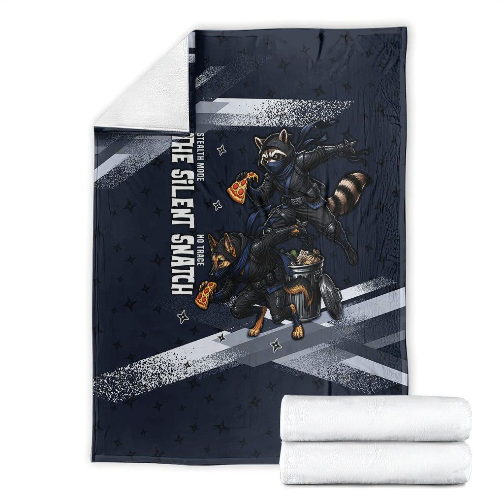 Ninja Raccoon Quasimodo Pizza Heist Blanket Night Stealth Scene Detailed Pizza Slices