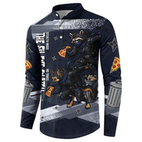 Ninja Raccoon Quasimodo Pizza Heist Button Sweatshirt Night Stealth Scene Detailed Pizza Slices