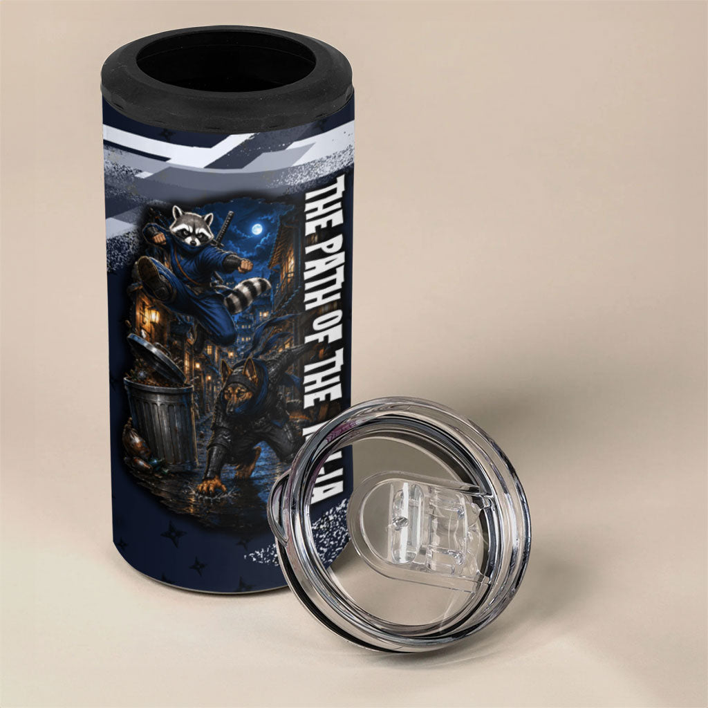 Ninja Raccoon Quasimodo Pizza Heist 4 in 1 Can Cooler Tumbler Night Stealth Scene Detailed Pizza Slices