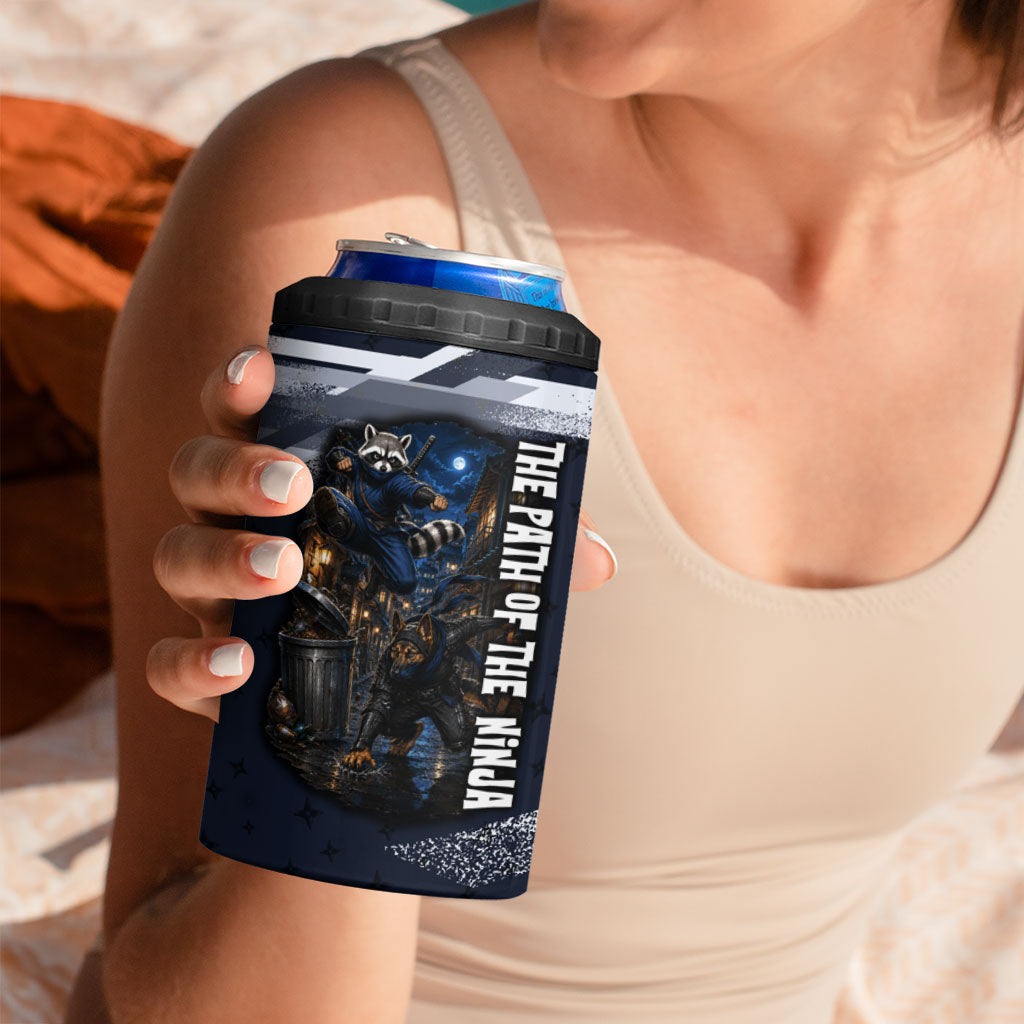 Ninja Raccoon Quasimodo Pizza Heist 4 in 1 Can Cooler Tumbler Night Stealth Scene Detailed Pizza Slices