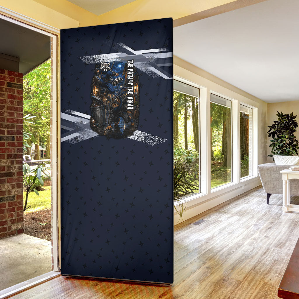 Ninja Raccoon Quasimodo Pizza Heist Door Cover Night Stealth Scene Detailed Pizza Slices