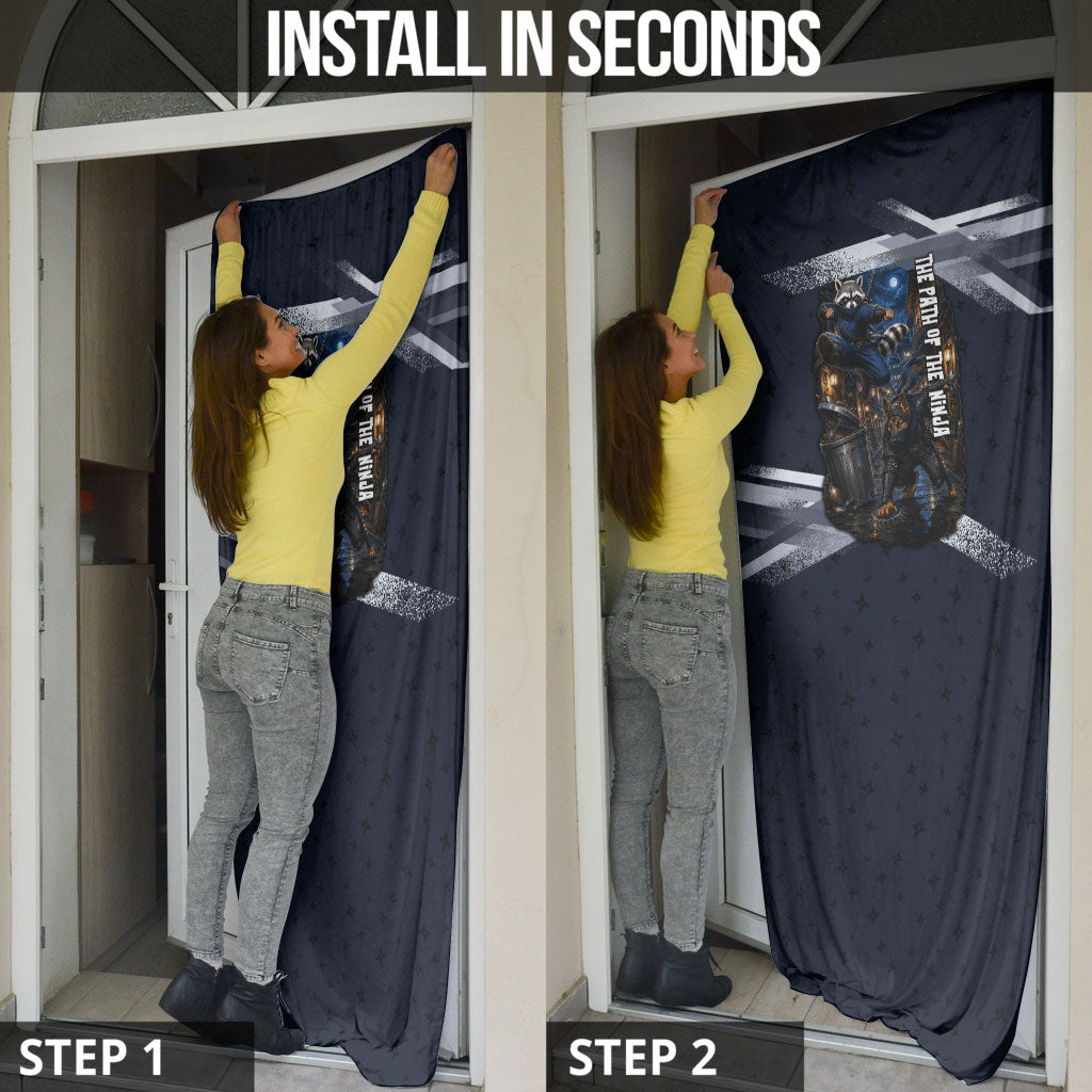 Ninja Raccoon Quasimodo Pizza Heist Door Cover Night Stealth Scene Detailed Pizza Slices