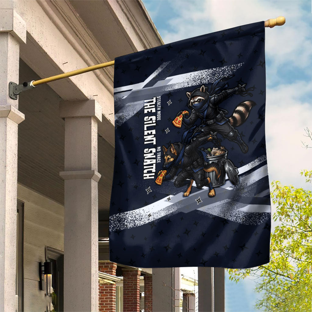 Ninja Raccoon Quasimodo Pizza Heist Garden Flag Night Stealth Scene Detailed Pizza Slices