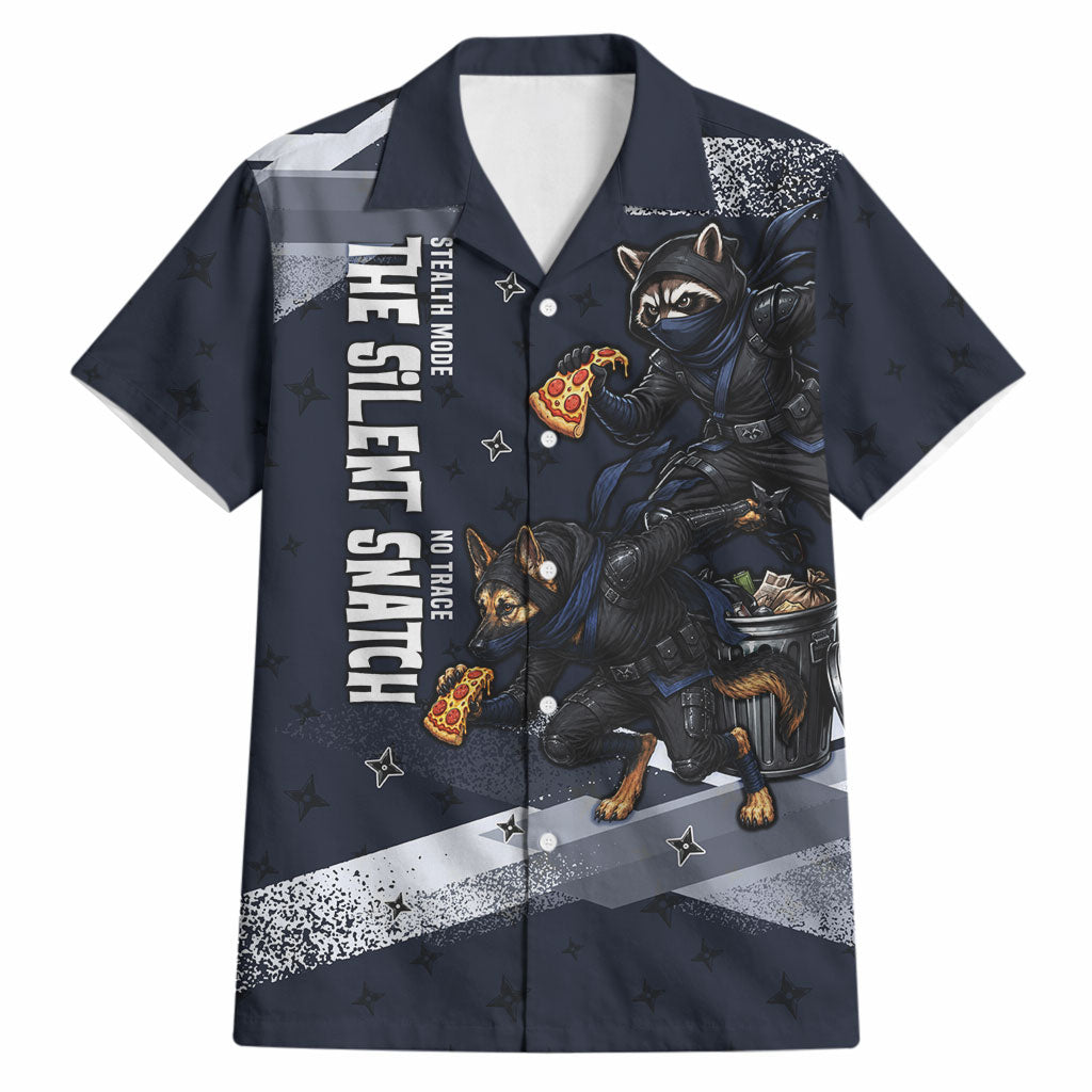 Ninja Raccoon Quasimodo Pizza Heist Hawaiian Shirt Night Stealth Scene Detailed Pizza Slices