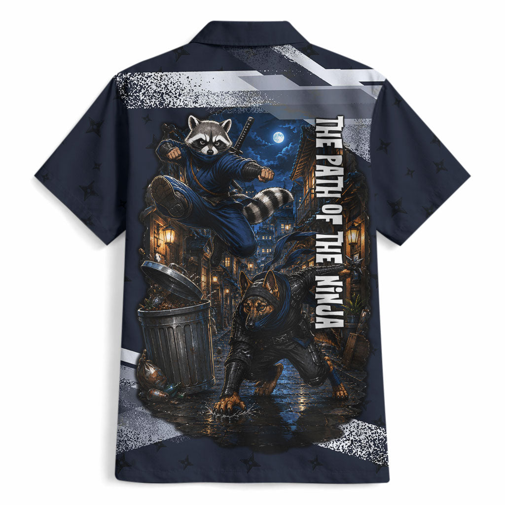 Ninja Raccoon Quasimodo Pizza Heist Hawaiian Shirt Night Stealth Scene Detailed Pizza Slices