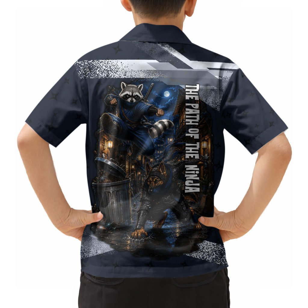Ninja Raccoon Quasimodo Pizza Heist Hawaiian Shirt Night Stealth Scene Detailed Pizza Slices