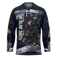 Ninja Raccoon Quasimodo Pizza Heist Hockey Jersey Night Stealth Scene Detailed Pizza Slices