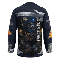 Ninja Raccoon Quasimodo Pizza Heist Hockey Jersey Night Stealth Scene Detailed Pizza Slices