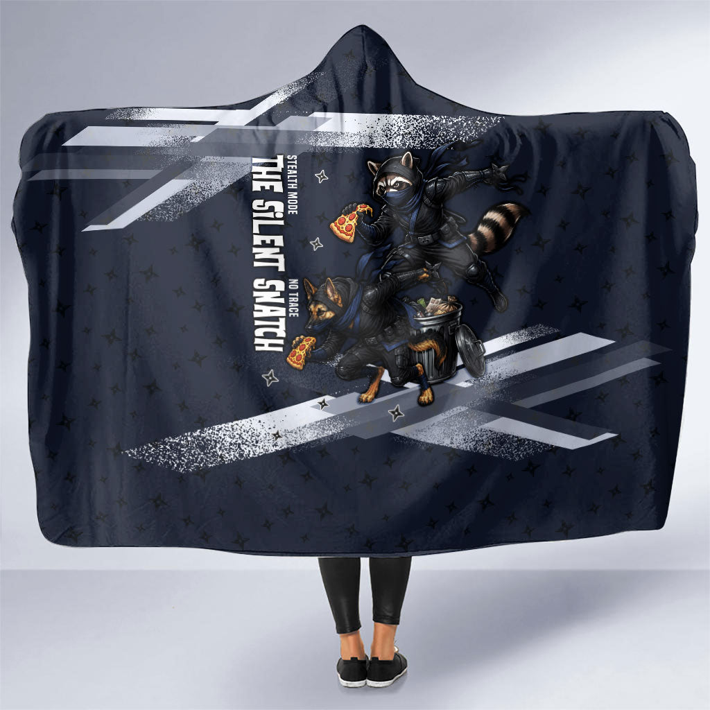 Ninja Raccoon Quasimodo Pizza Heist Hooded Blanket Night Stealth Scene Detailed Pizza Slices
